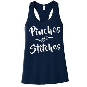 Pinches Get Stitches Funny St. Patrick's Day Women's Racerback Tank