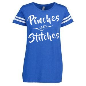 Pinches Get Stitches Funny St. Patrick's Day Enza Ladies Jersey Football T-Shirt