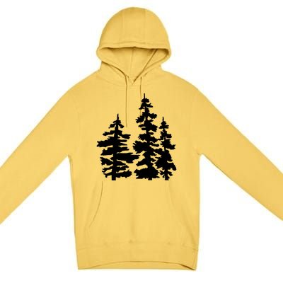 Pine Trees Illustration Premium Pullover Hoodie