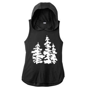 Pine Trees Illustration Ladies PosiCharge Tri-Blend Wicking Draft Hoodie Tank