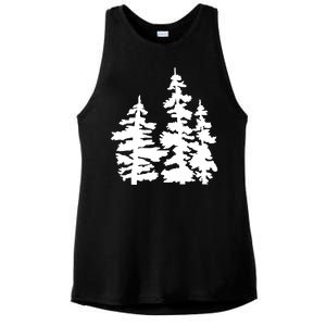 Pine Trees Illustration Ladies PosiCharge Tri-Blend Wicking Tank