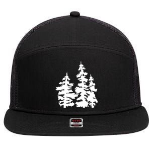 Pine Trees Illustration 7 Panel Mesh Trucker Snapback Hat