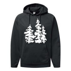 Pine Trees Illustration Performance Fleece Hoodie