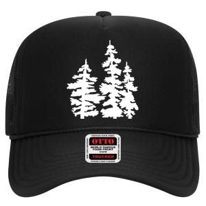 Pine Trees Illustration High Crown Mesh Back Trucker Hat