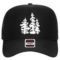 Pine Trees Illustration High Crown Mesh Back Trucker Hat