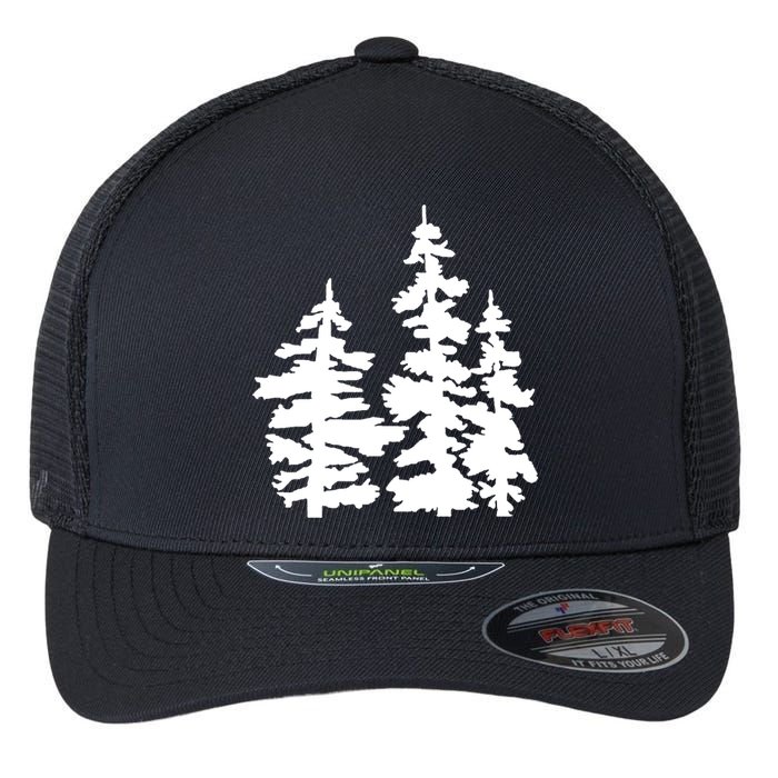 Pine Trees Illustration Flexfit Unipanel Trucker Cap