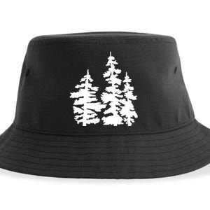 Pine Trees Illustration Sustainable Bucket Hat