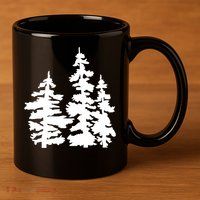 Pine Trees Illustration 11oz C Handle Ceramic Mug