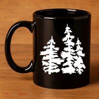 Pine Trees Illustration 11oz C Handle Ceramic Mug