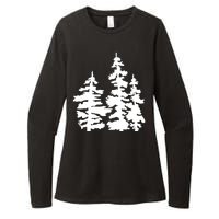 Pine Trees Illustration Womens CVC Long Sleeve Shirt