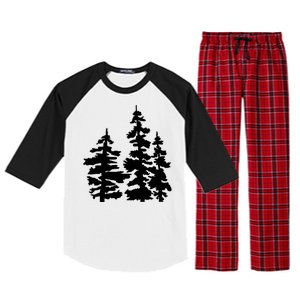 Pine Trees Illustration Raglan Sleeve Pajama Set