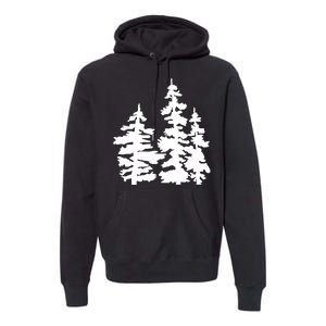 Pine Trees Illustration Premium Hoodie