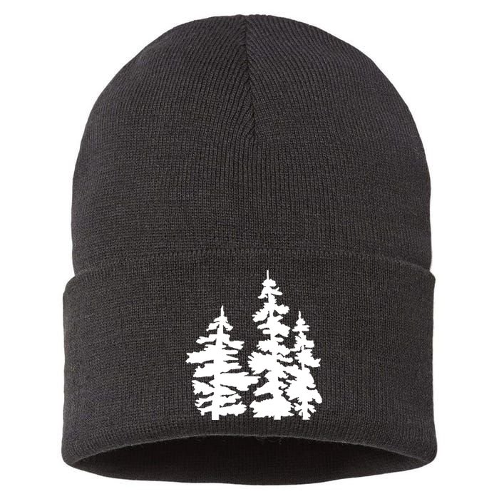 Pine Trees Illustration Sustainable Knit Beanie