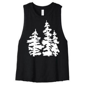 Pine Trees Illustration Women's Racerback Cropped Tank