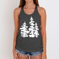 Pine Trees Illustration Women's Knotted Racerback Tank