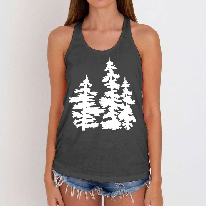 Pine Trees Illustration Women's Knotted Racerback Tank