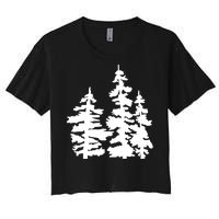 Pine Trees Illustration Women's Crop Top Tee