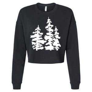 Pine Trees Illustration Cropped Pullover Crew