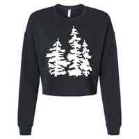 Pine Trees Illustration Cropped Pullover Crew