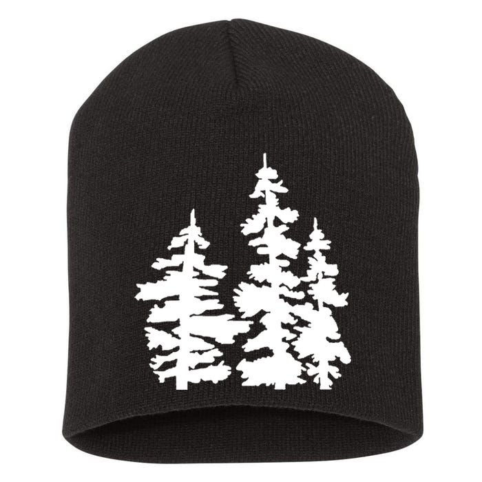 Pine Trees Illustration Short Acrylic Beanie