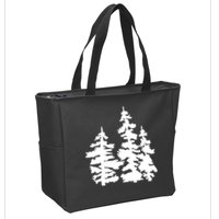 Pine Trees Illustration Zip Tote Bag
