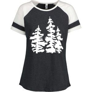 Pine Trees Illustration Enza Ladies Jersey Colorblock Tee