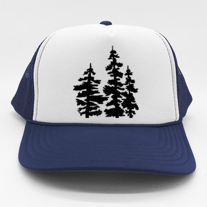 Pine Trees Illustration Trucker Hat