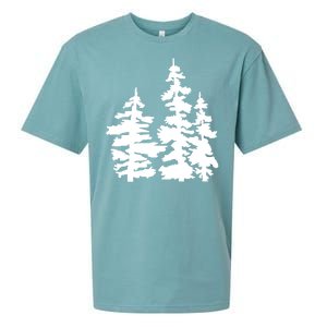 Pine Trees Illustration Sueded Cloud Jersey T-Shirt