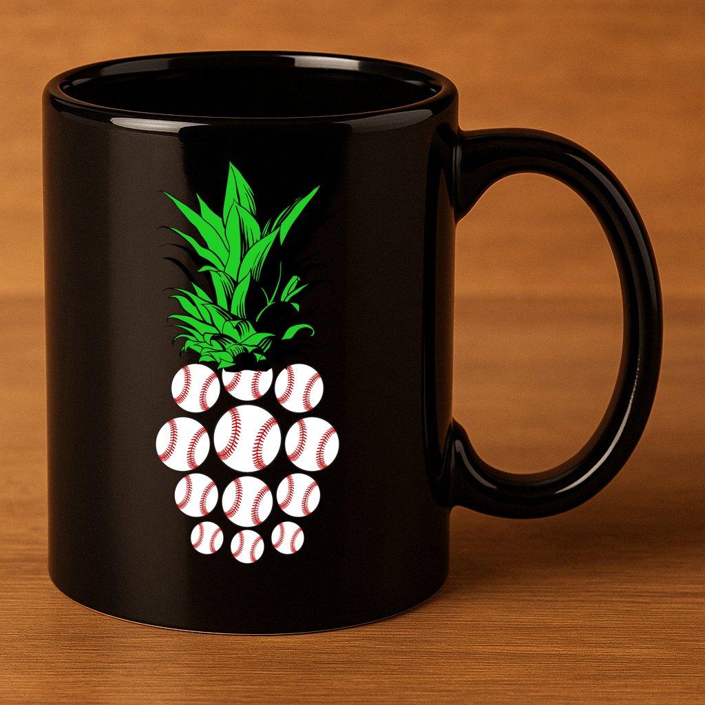 Pineapple Baseball 11oz C Handle Ceramic Mug