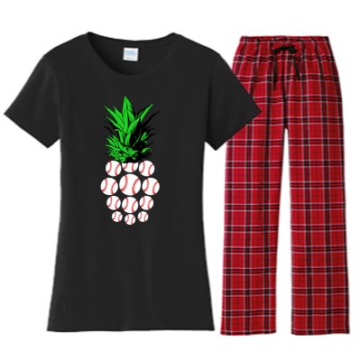 Pineapple Baseball Women's Flannel Pajama Set