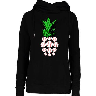 Pineapple Baseball Womens Funnel Neck Pullover Hood