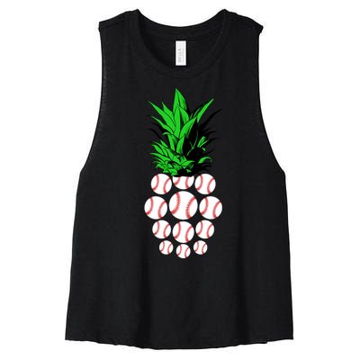 Pineapple Baseball Women's Racerback Cropped Tank