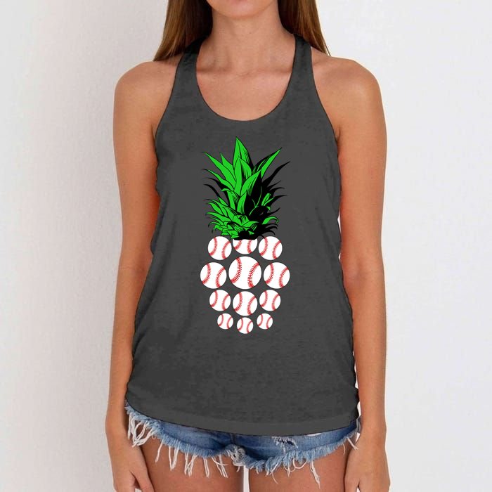 Pineapple Baseball Women's Knotted Racerback Tank