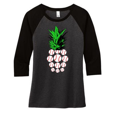 Pineapple Baseball Women's Tri-Blend 3/4-Sleeve Raglan Shirt