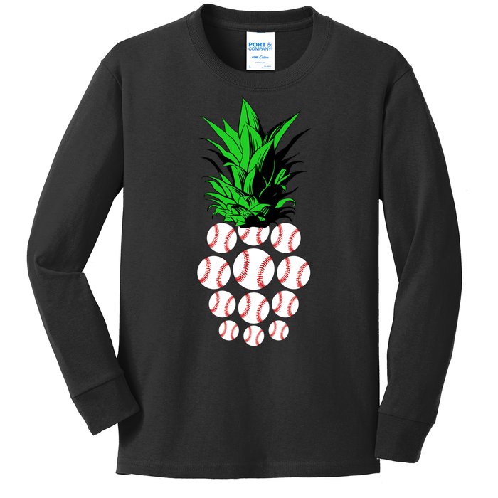 Pineapple Baseball Kids Long Sleeve Shirt