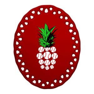 Pineapple Baseball Ceramic Oval Ornament