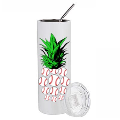 Pineapple Baseball Stainless Steel Tumbler