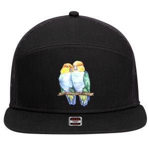 Pineapple Conure Watercolor Bird 7 Panel Mesh Trucker Snapback Hat