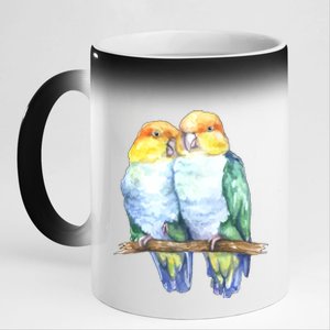 Pineapple Conure Watercolor Bird 11oz Black Color Changing Mug