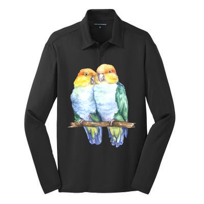 Pineapple Conure Watercolor Bird Silk Touch Performance Long Sleeve Polo