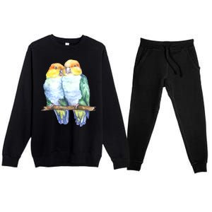 Pineapple Conure Watercolor Bird Premium Crewneck Sweatsuit Set