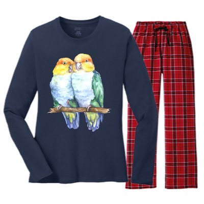 Pineapple Conure Watercolor Bird Women's Long Sleeve Flannel Pajama Set 