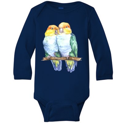 Pineapple Conure Watercolor Bird Baby Long Sleeve Bodysuit