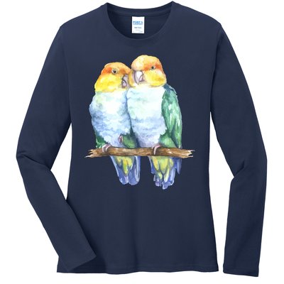 Pineapple Conure Watercolor Bird Ladies Long Sleeve Shirt