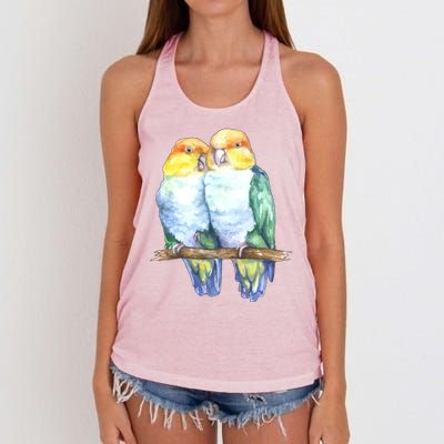 Pineapple Conure Watercolor Bird Women's Knotted Racerback Tank