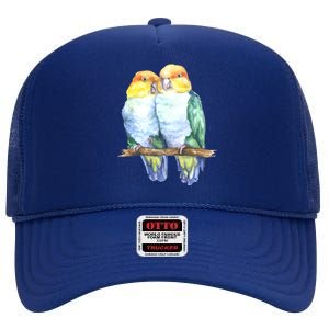 Pineapple Conure Watercolor Bird High Crown Mesh Back Trucker Hat