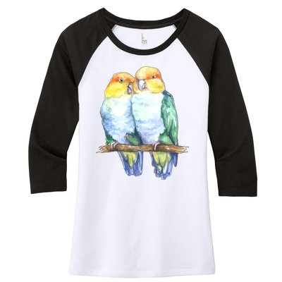 Pineapple Conure Watercolor Bird Women's Tri-Blend 3/4-Sleeve Raglan Shirt