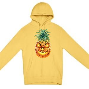 Pineapple Jack O Lantern Face Premium Pullover Hoodie