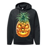 Pineapple Jack O Lantern Face Performance Fleece Hoodie