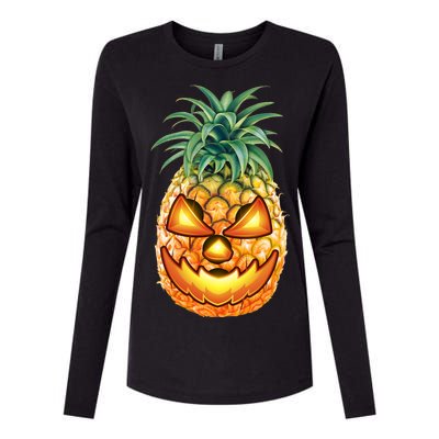 Pineapple Jack O Lantern Face Womens Cotton Relaxed Long Sleeve T-Shirt